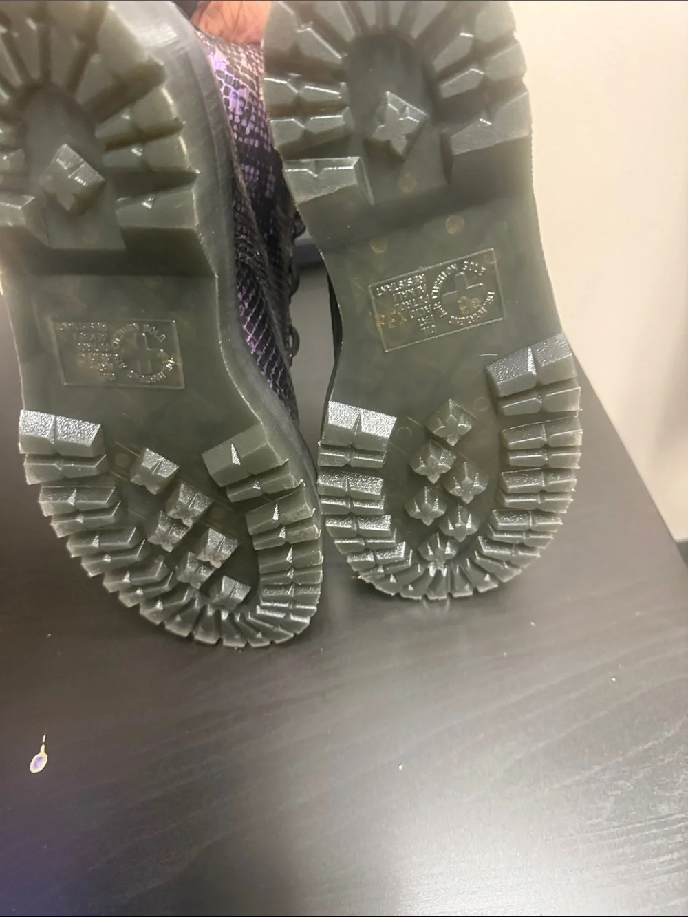 Beautiful purple and black snake skin doc marten boots